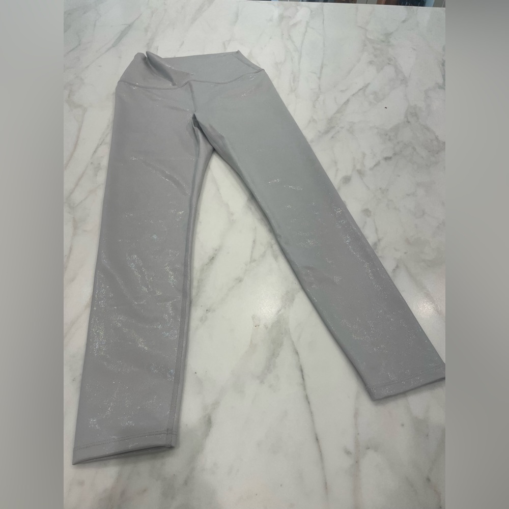 Carbon38 High Rise Shine Gray/Silver Leggings S